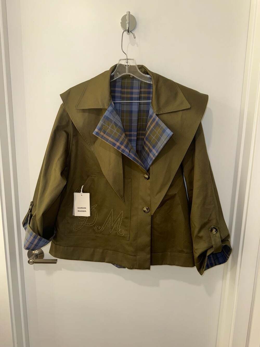 Damson Madder Jerry Reversible Crop Trench Coat Olive